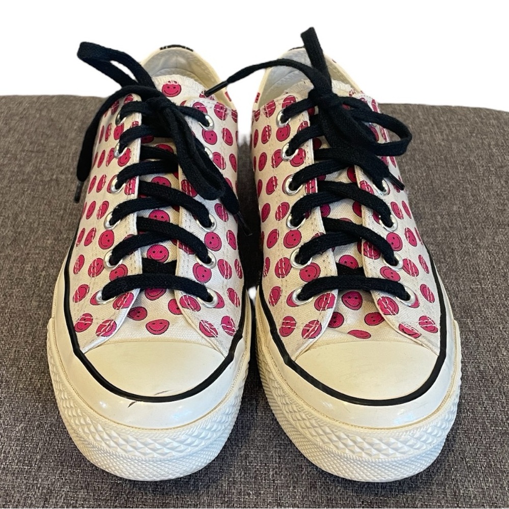 Converse Chuck Talyor Low Tops Mens 6.5 Women’s 8.5 White/Pink Smiley Faces - Picture 3 of 4